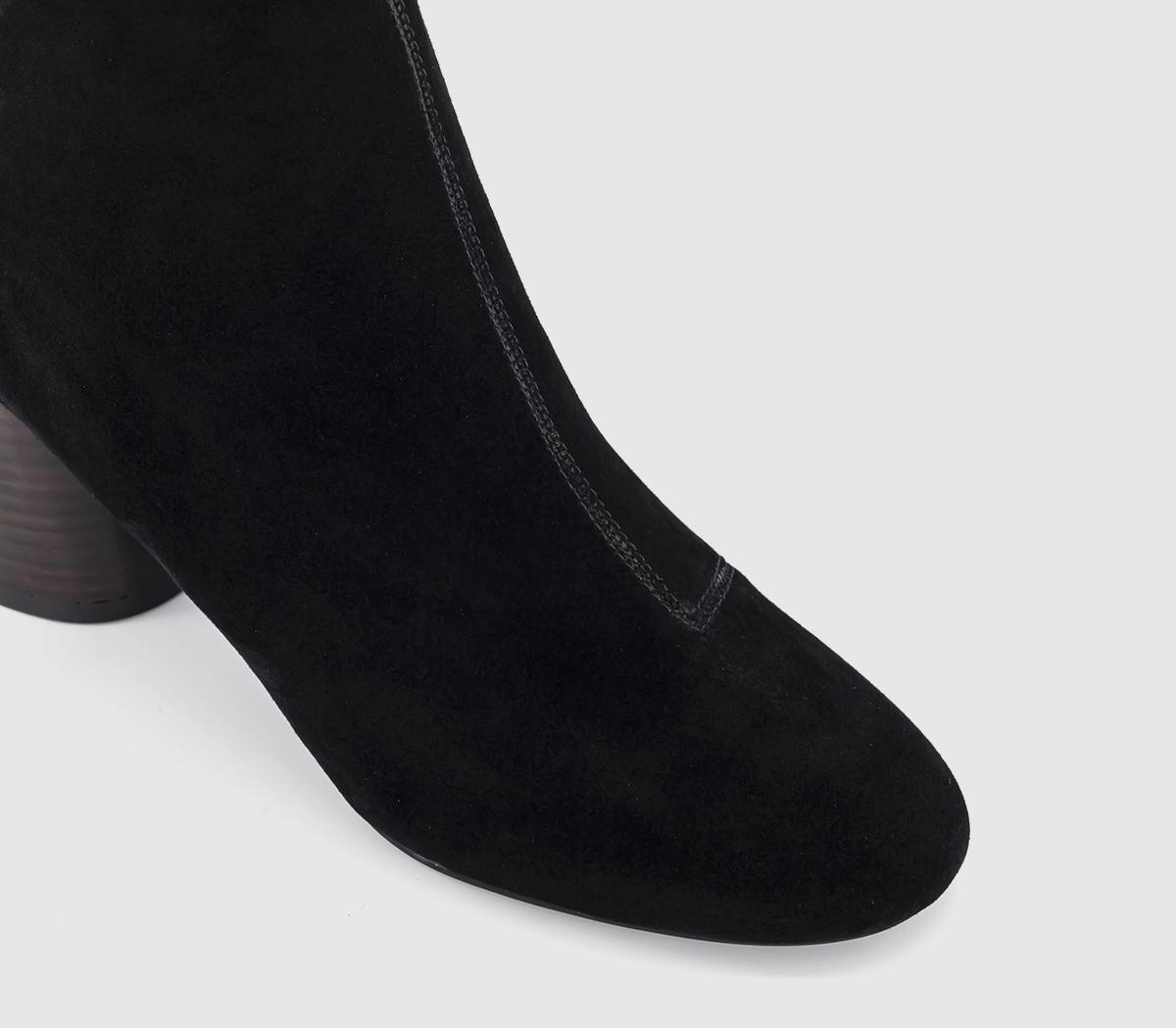 OFFICEAsh Cylinder Stacked Heel BootsBlack Suede
