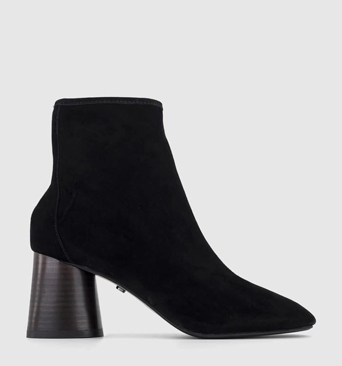 OFFICE Ash Cylinder Stacked Heel Boots Black Suede