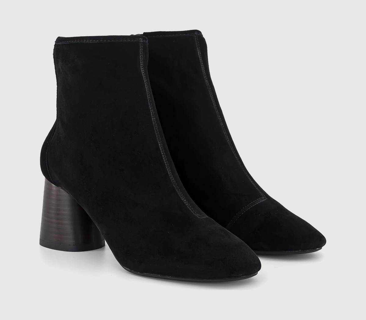 OFFICEAsh Cylinder Stacked Heel BootsBlack Suede