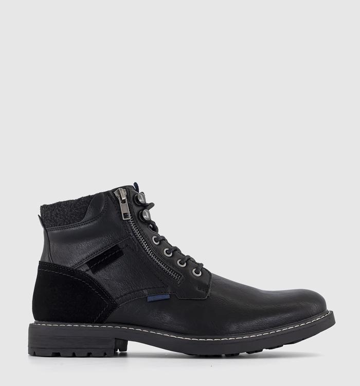 OFFICE Benny Zip Detail Lace Up Boots Black