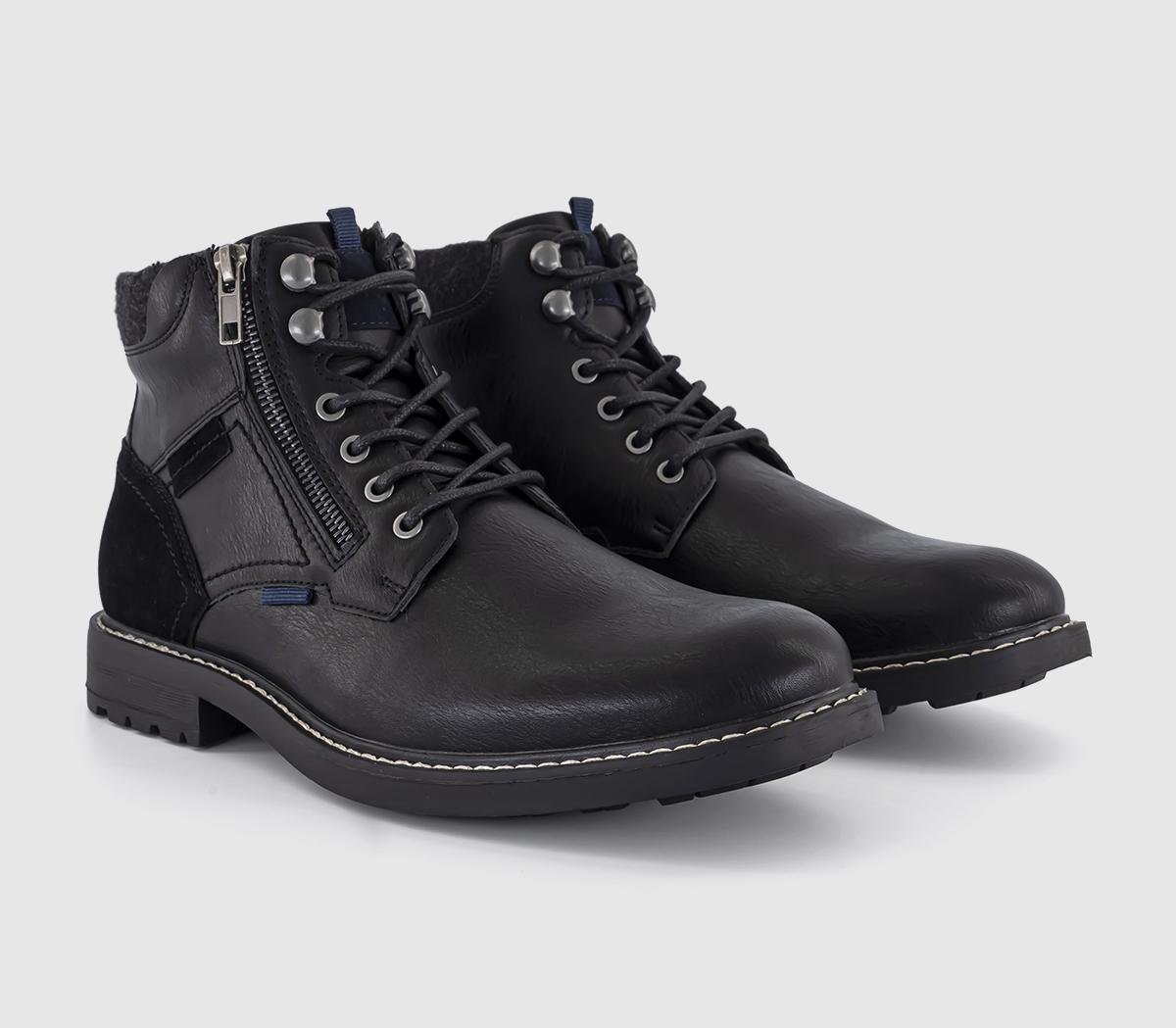 OFFICEBenny Zip Detail Lace Up BootsBlack