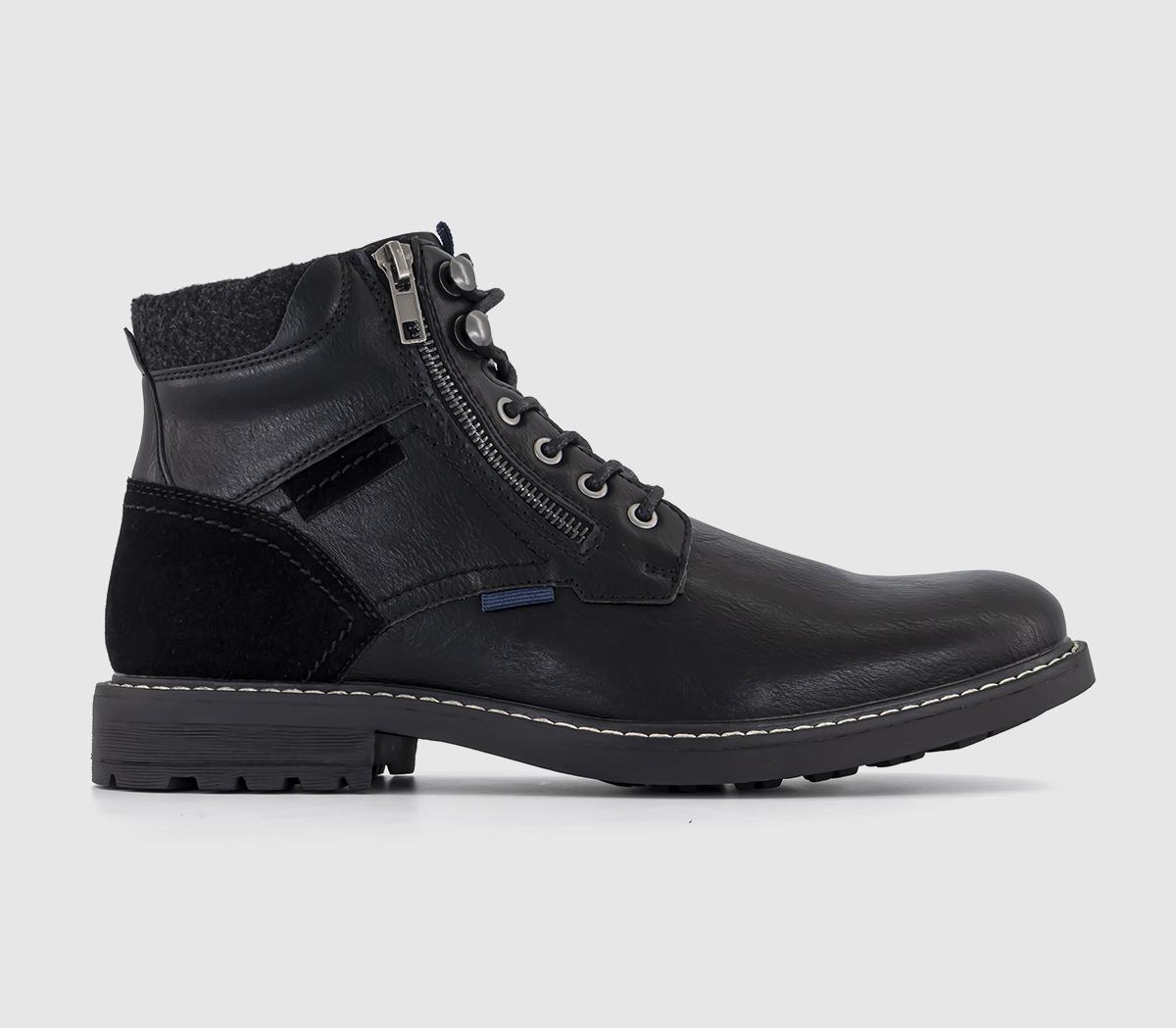 Benny Zip Detail Lace Up Boots Black