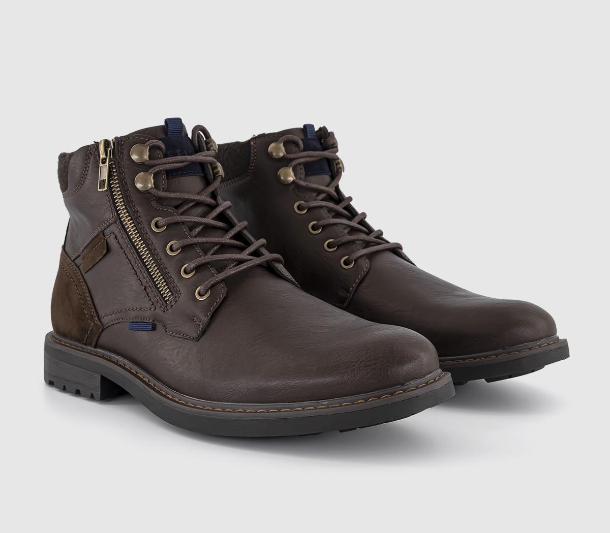 OFFICEBenny Zip Detail Lace Up BootsBrown