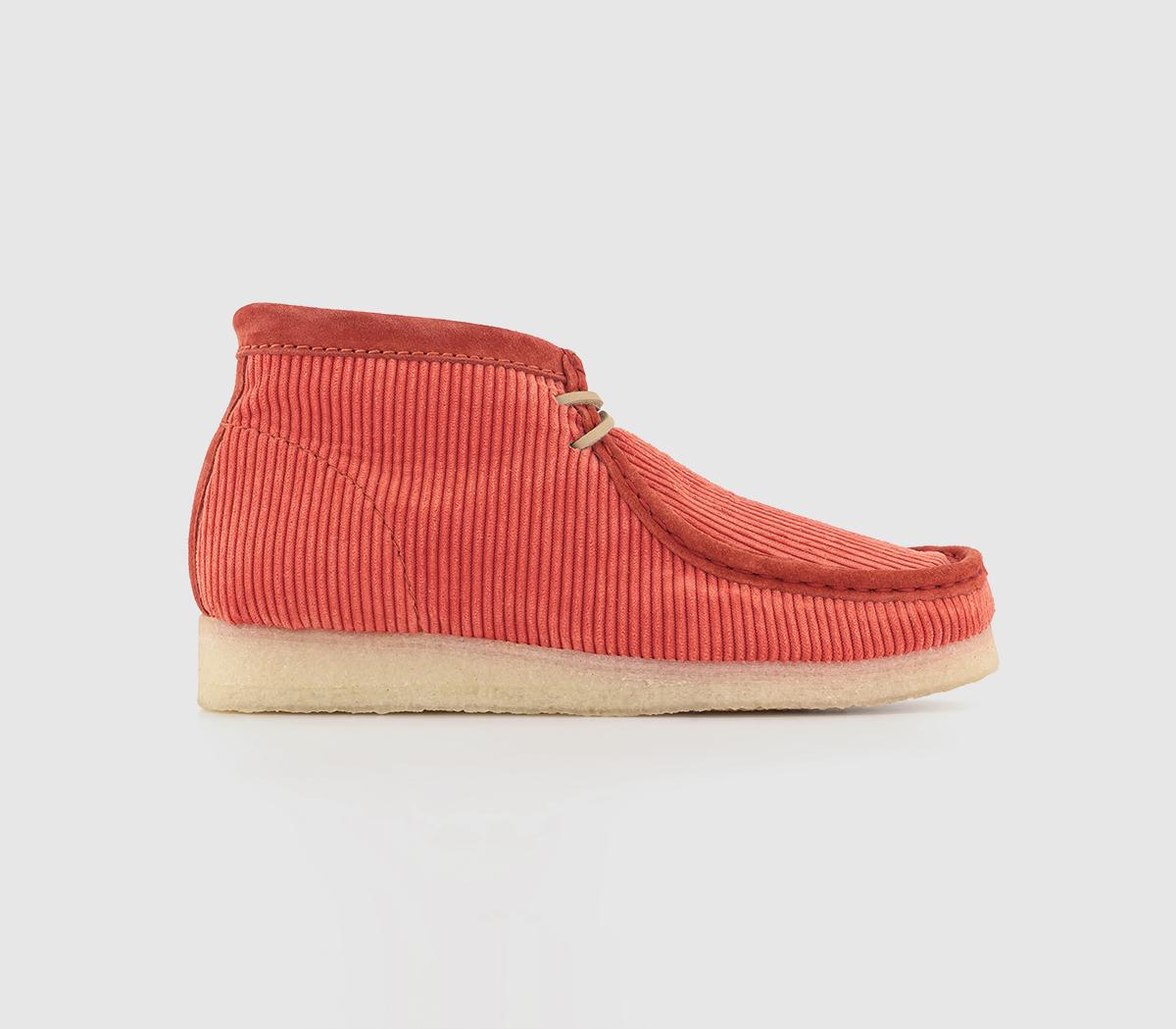 Clarks Originals Womens Mayde Wallabee Boots Coral Cord In Red, 3