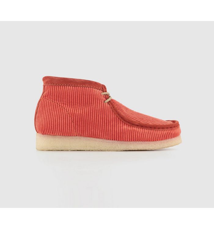 Clarks Originals Mayde Wallabee Boots Coral Cord In Red