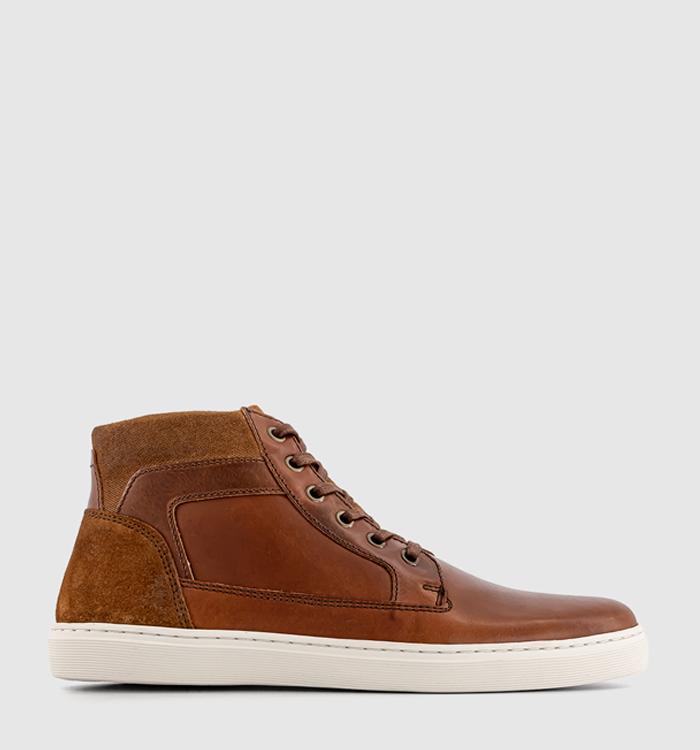 OFFICE Chadlington Mid Top Trainers Tan Leather