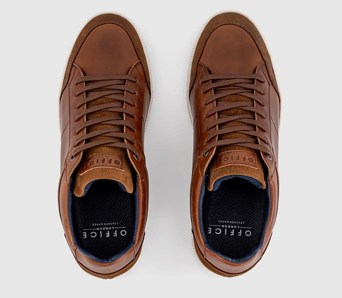 OFFICE Cottesloe Lace Up Trainers Tan Leather Men's Casual Shoes