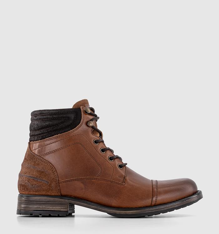 OFFICE Brecon Toe Cap Boots Brown Leather