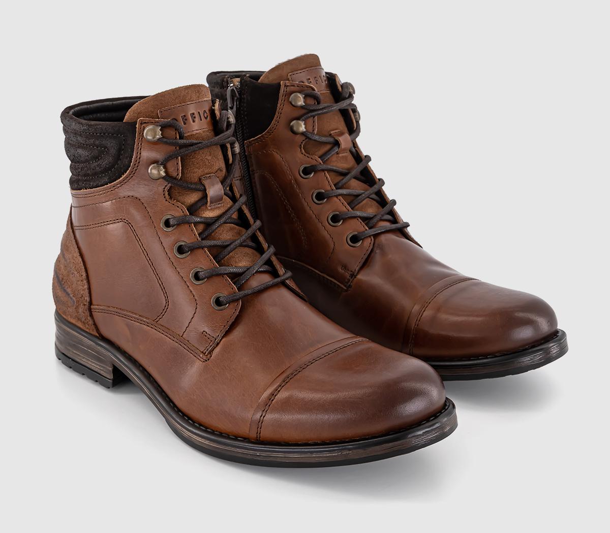 OFFICE Brecon Toe Cap Boots Brown Leather - Men’s Boots