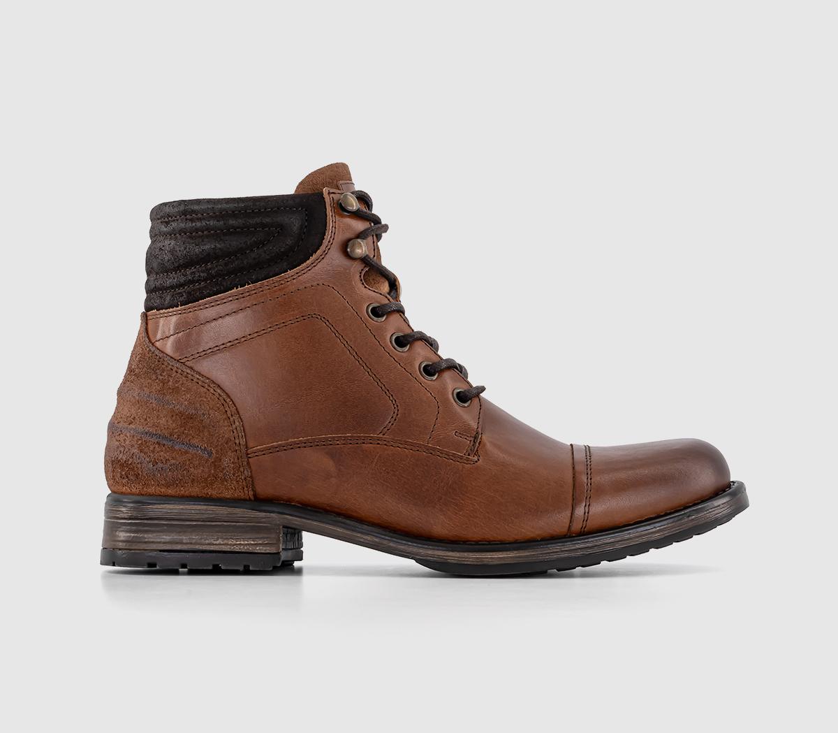 Brecon Toe Cap Boots Brown Leather