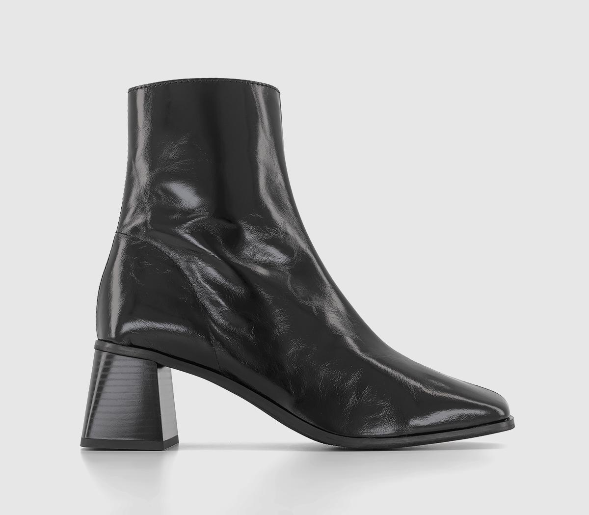 Addison Patent Leather Block Heel Boots Black Patent Leather