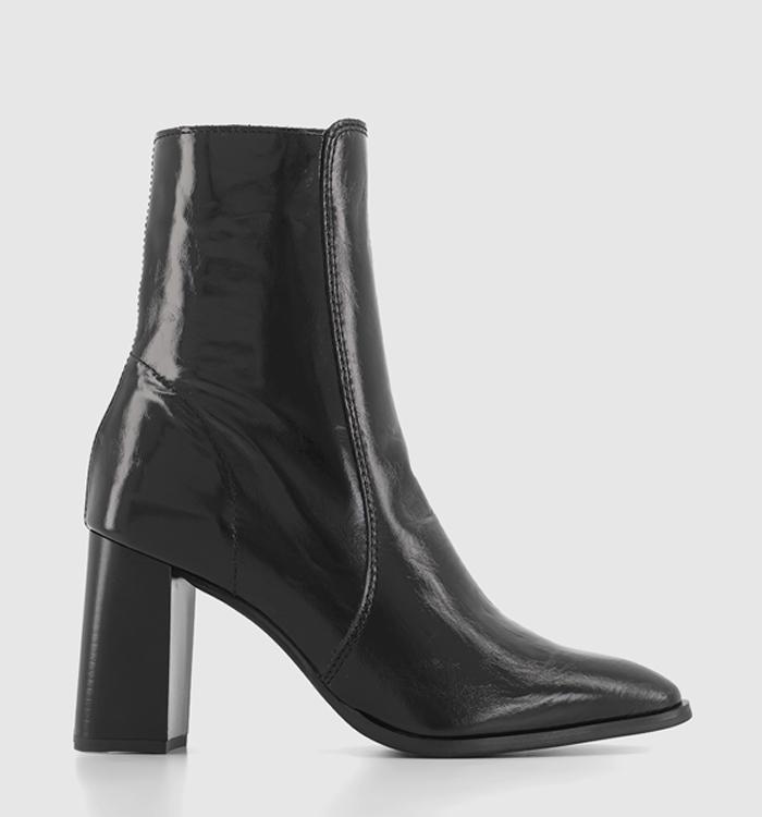 OFFICE Allegra Block Heel Cheslea Boots Black Patent Leather