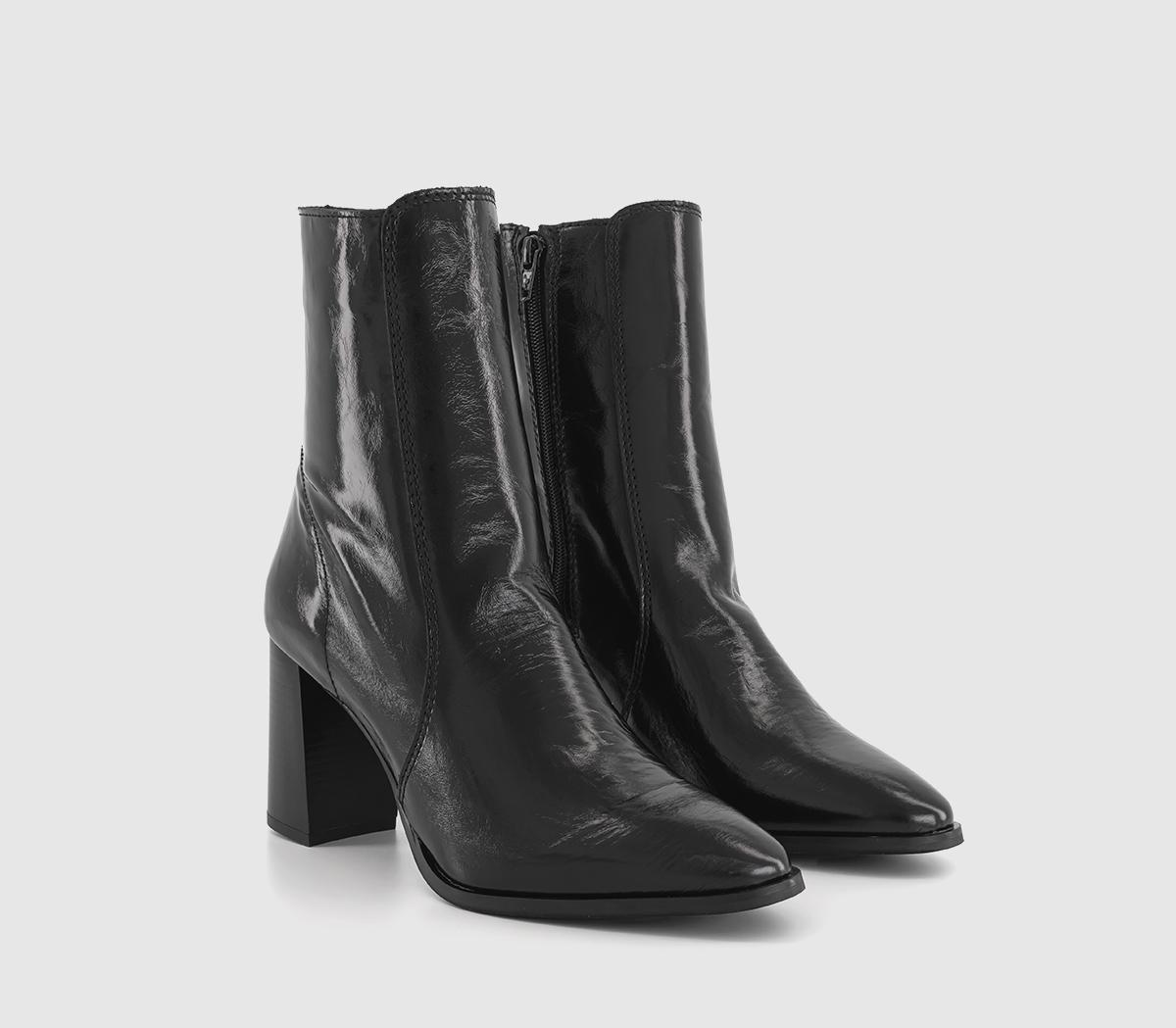 OFFICE Allegra Block Heel Cheslea Boots Black Patent Leather, 8