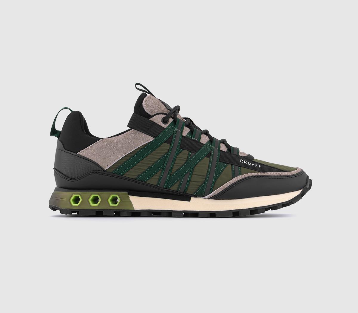 Fearia Hex Trainers Black Taupe Dark Olive Deep Green