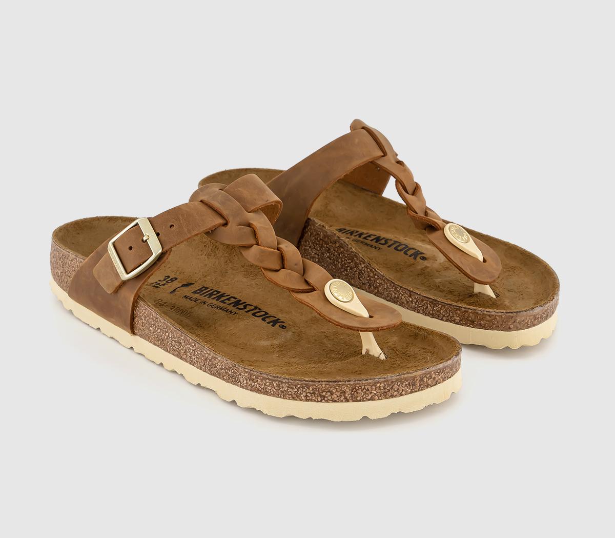 BIRKENSTOCK Gizeh Braid Sandals Cognac Oiled Leather - Women’s Sandals