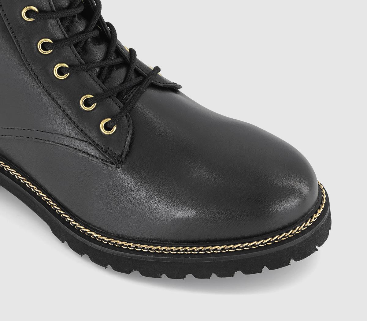 OFFICEAlibi Chain Detail Lace Up BootsBlack Leather