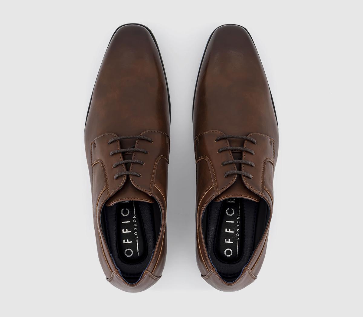 Office Modena Plain Toe Derby Shoes Brown Mens Smart Shoes