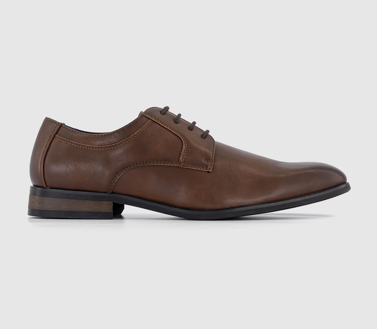 Modena Plain Toe Derby Shoes Brown