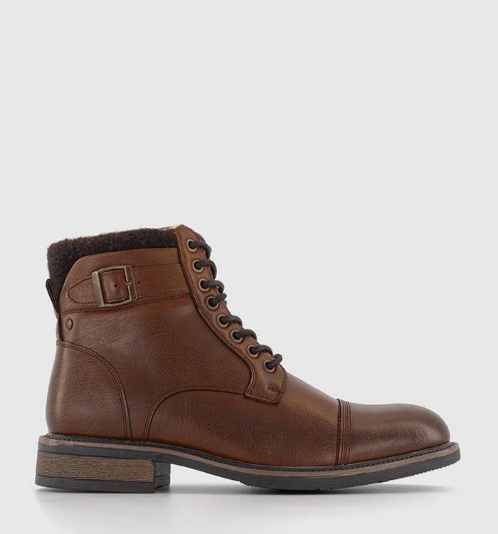 OFFICE Bellamy Borg Lined Buckle Boots Brown