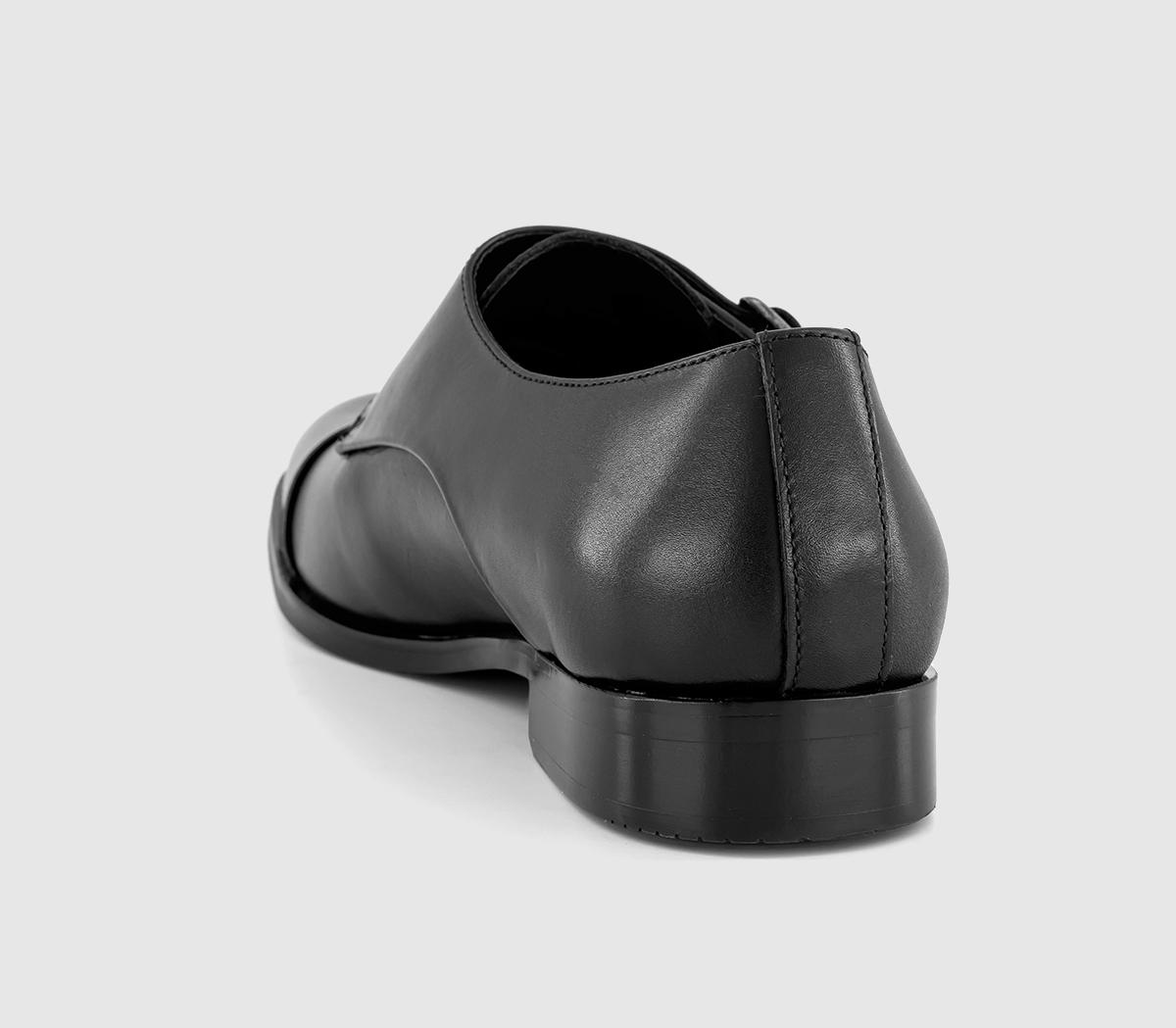 OFFICEMitre Double Strap Toecap Monk ShoesBlack Leather