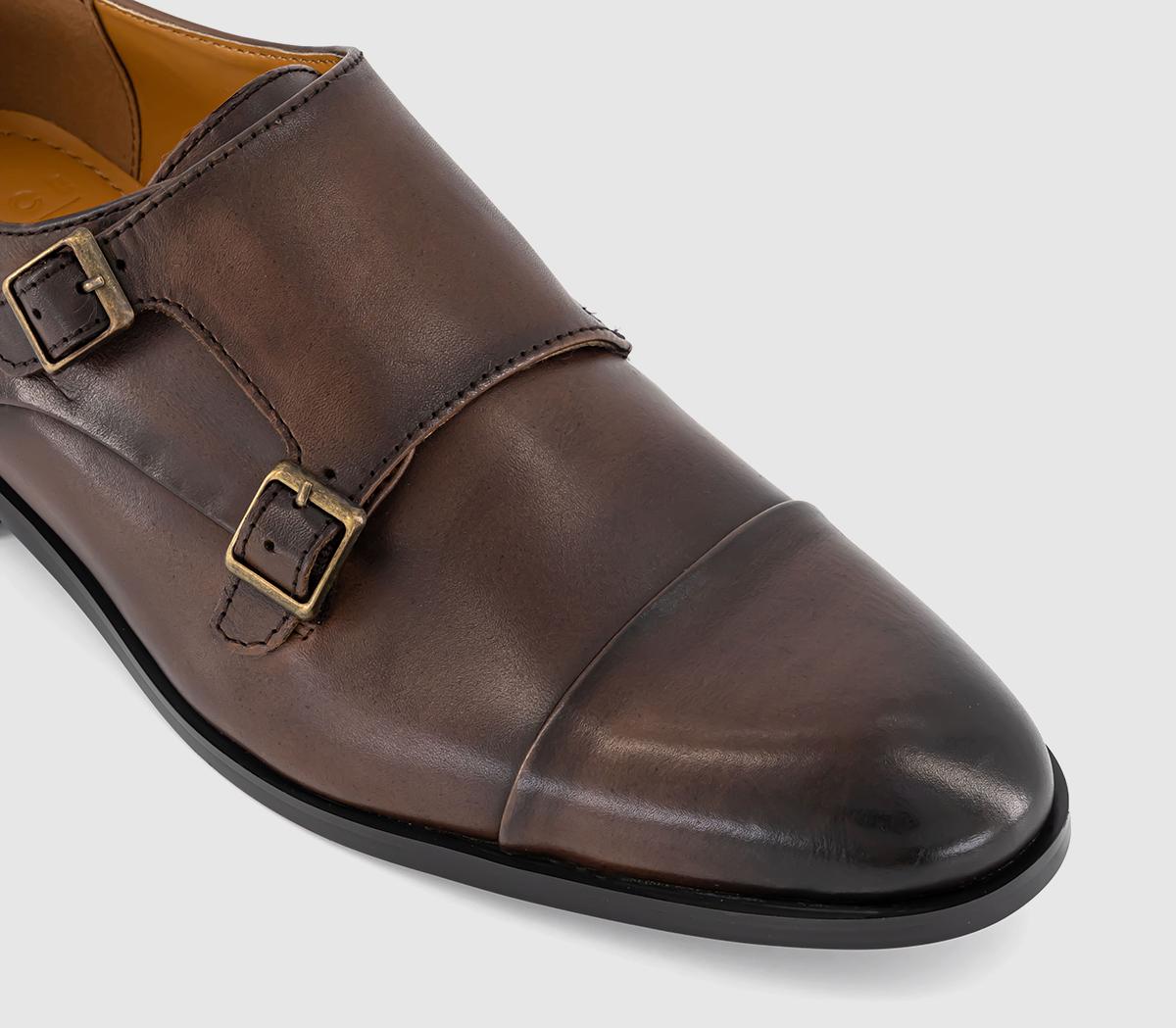 OFFICEMitre Toecap Monk ShoesBrown Leather