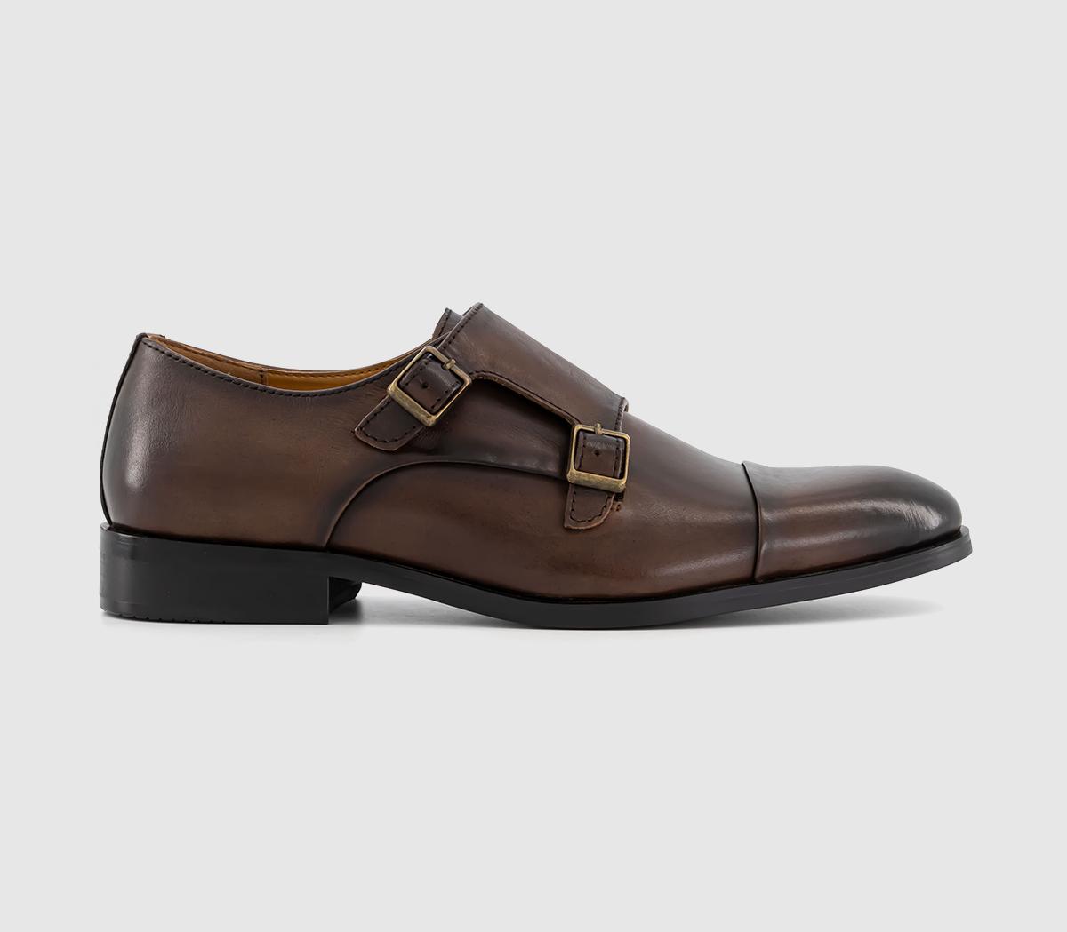OFFICEMitre Toecap Monk ShoesBrown Leather