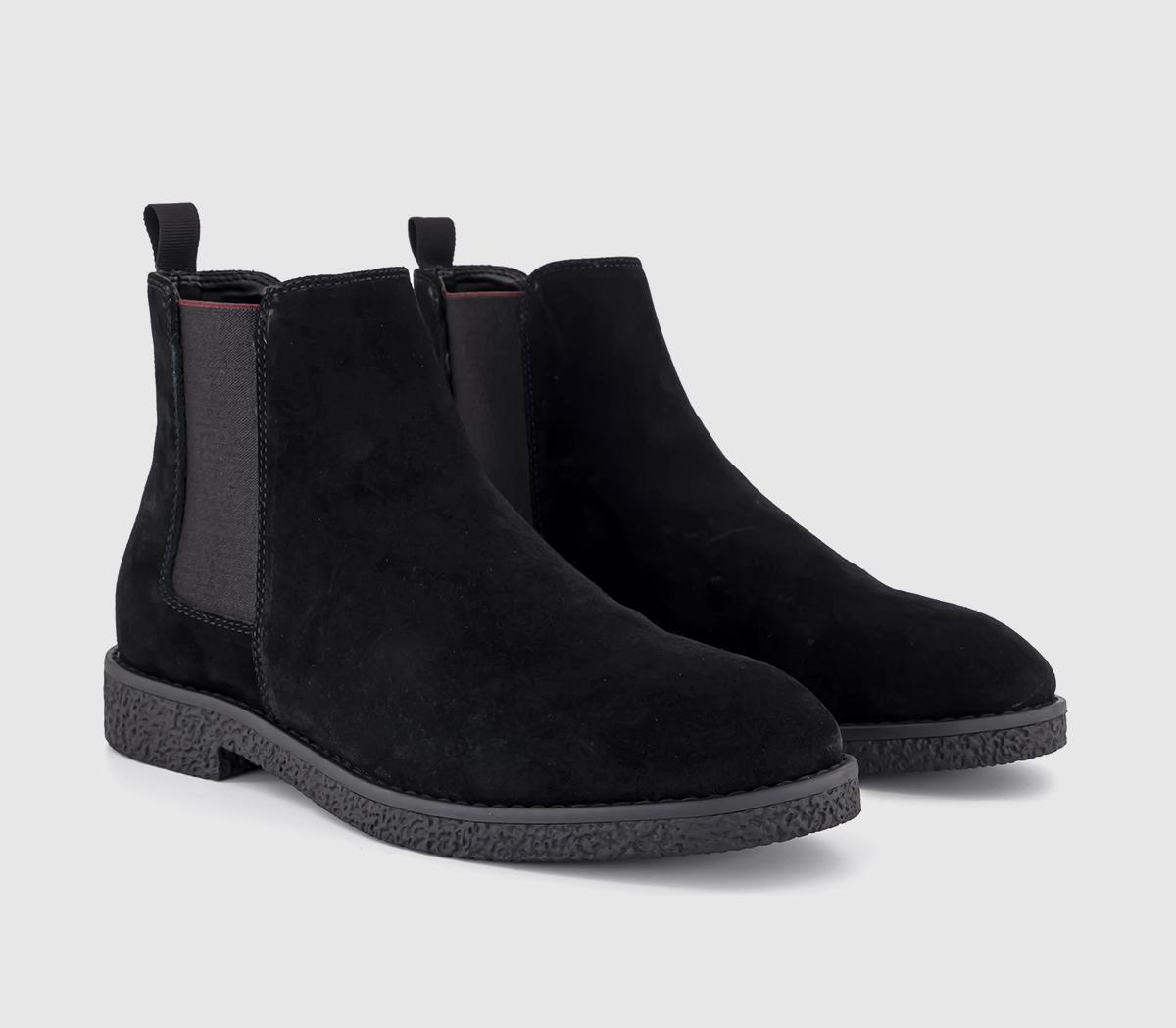 OFFICE Mens Bachelor Crepe Look Chelsea Boots Black Suede, 11