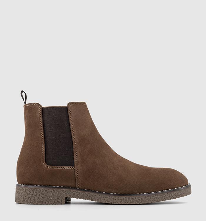 OFFICE Bachelor Crepe Look Chelsea Boots Brown Suede