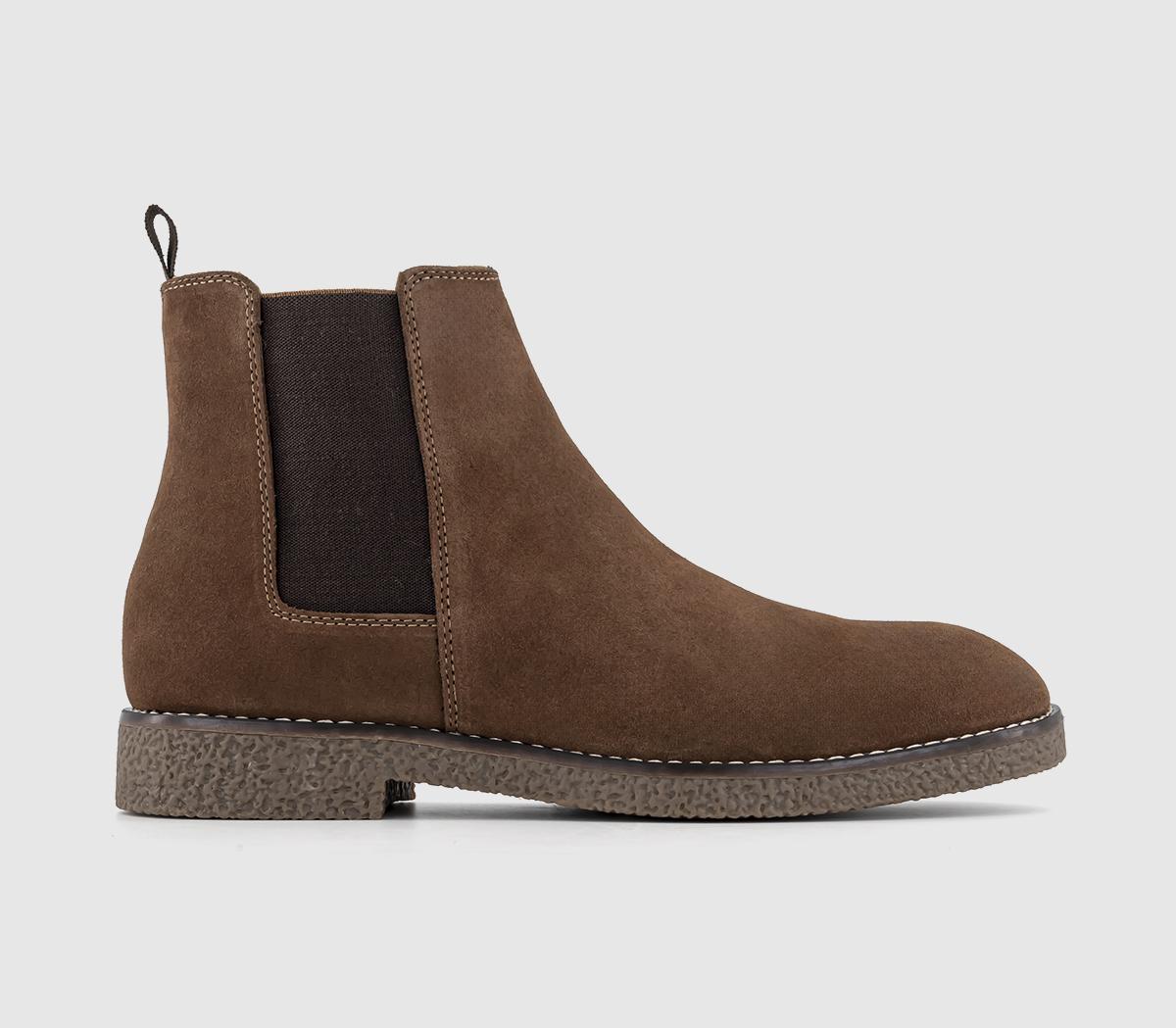 Bachelor Crepe Look Chelsea Boots Brown Suede