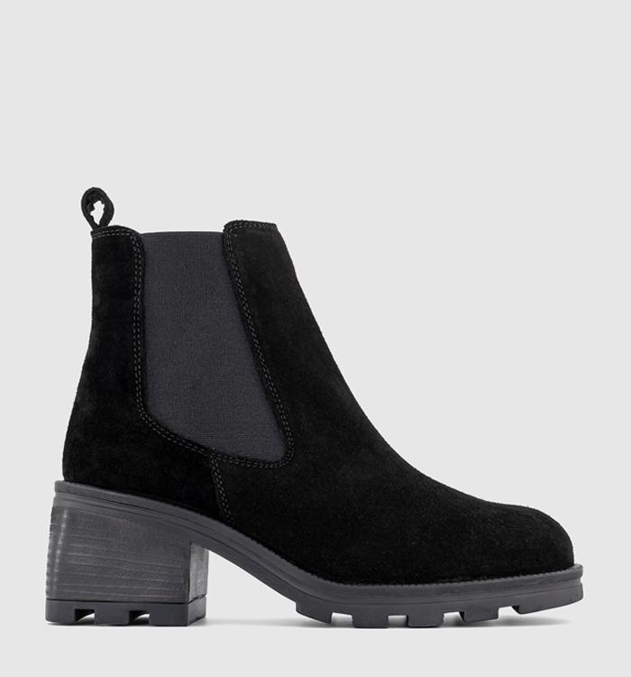 OFFICE Artie Cleated Mid Height Chelsea Boots Black Suede