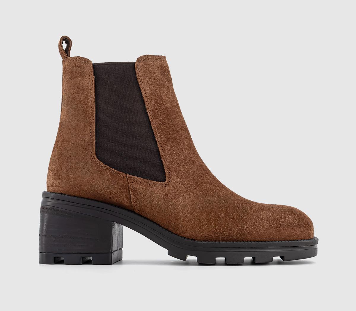 Artie Cleated Mid Height Chelsea Boots Tan Suede