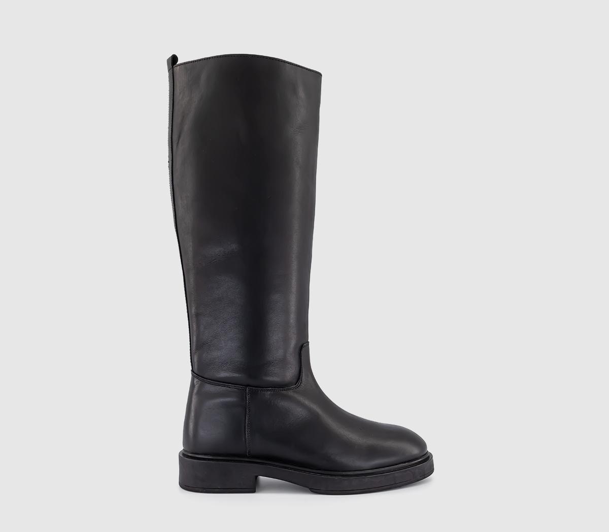 Black leather clearance pull on boots