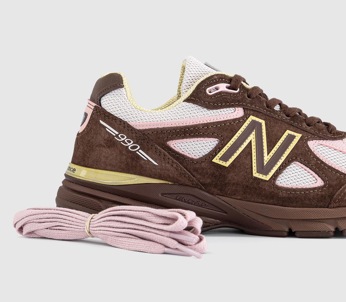 New Balance990v4 Made in USA TrainersBrown Pink Yellow