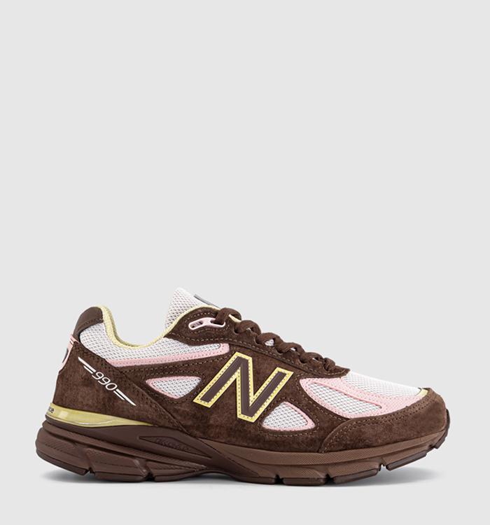 New Balance 990v4 Made in USA Trainers Brown Pink Yellow