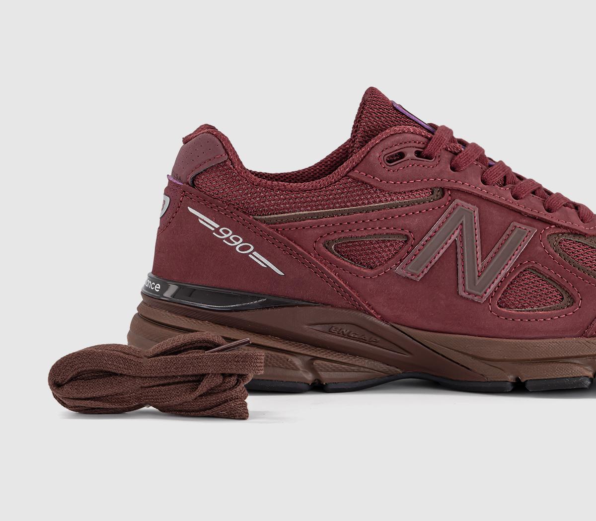 New Balance990V4 TrainersBurgundy Mono Brown