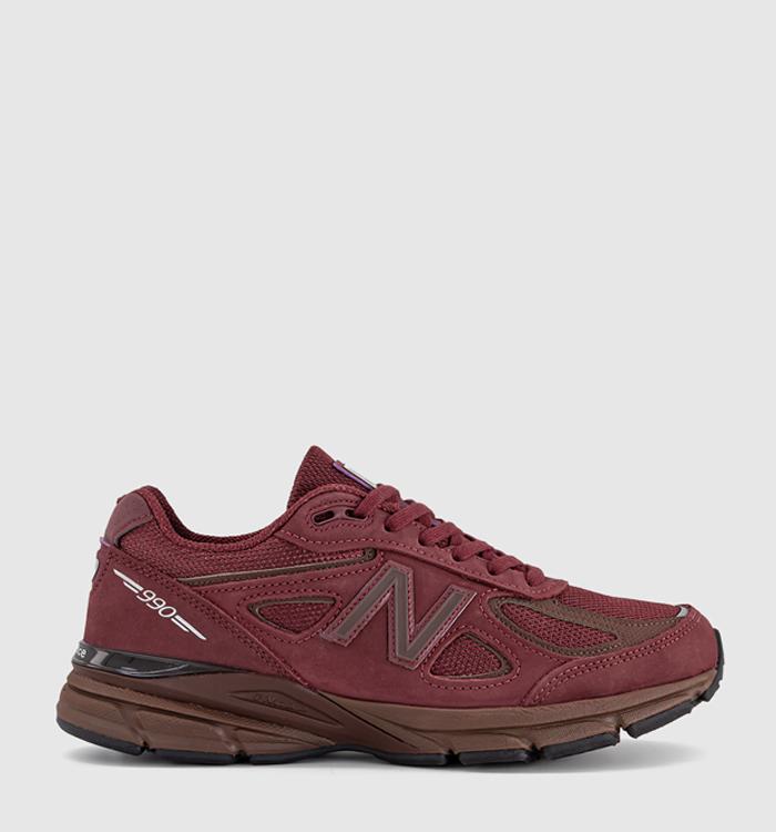 New Balance 990V4 Trainers Burgundy Mono Brown