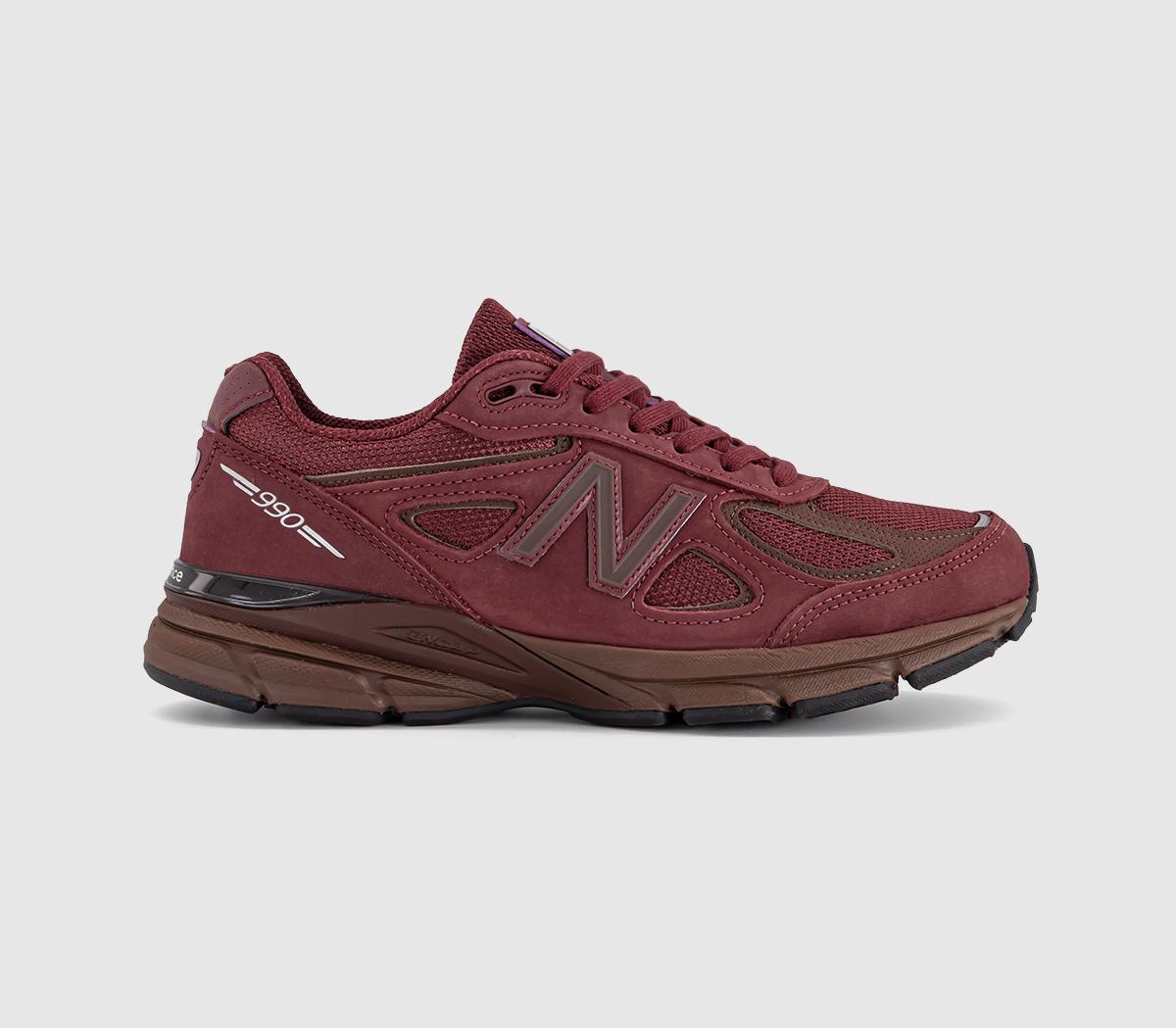 New Balance990V4 TrainersBurgundy Mono Brown