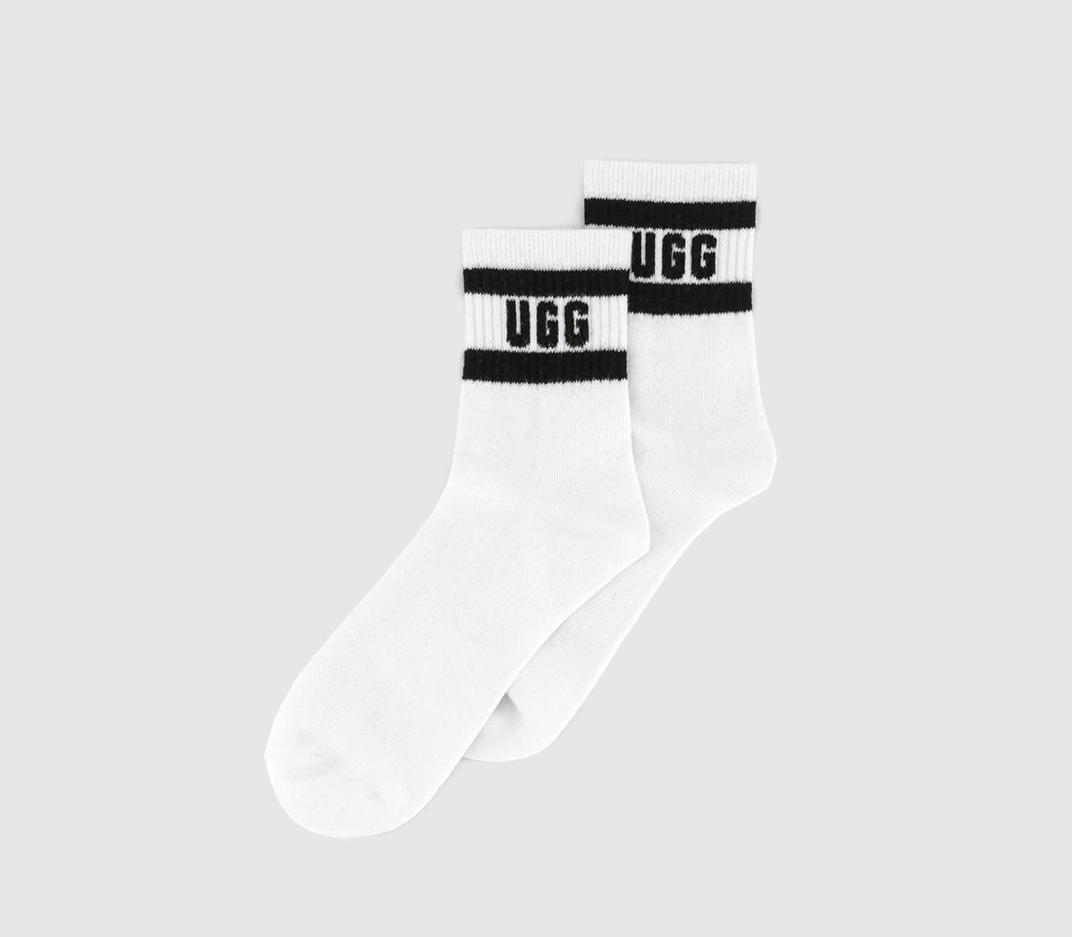 UGG Dierson Logo Quareter Socks White Black - Socks