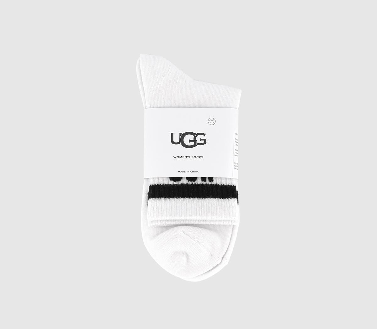 UGG Dierson Logo Quareter Socks White Black - Socks