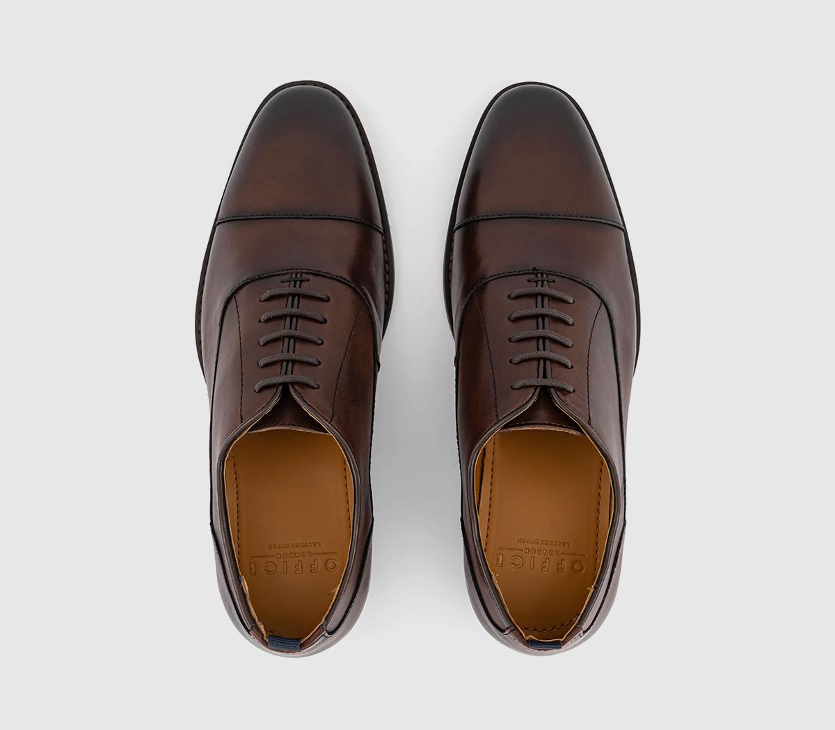 OFFICE Montana Toecap Oxford Shoes Brown Leather - Men’s Smart Shoes