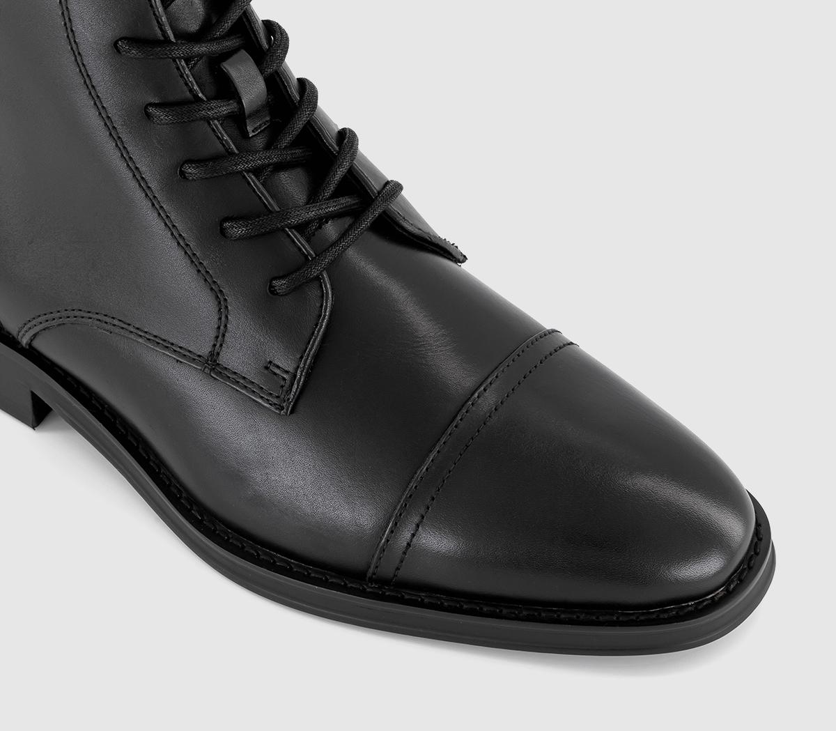 OFFICE Berwick Smart Laceup Toecap Boots Black Leather - Men’s Boots