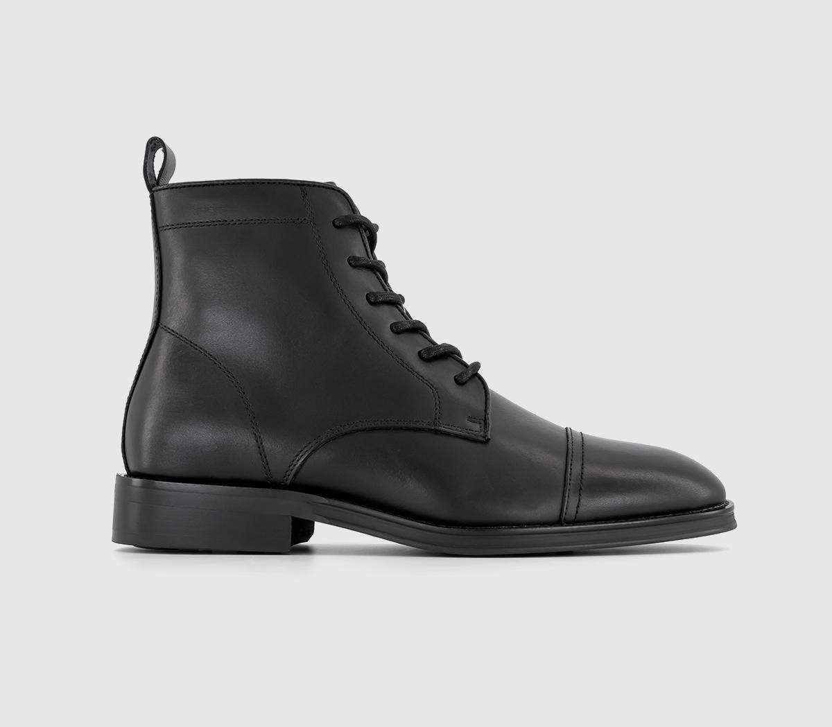 Berwick Smart Laceup Toecap Boots Black Leather