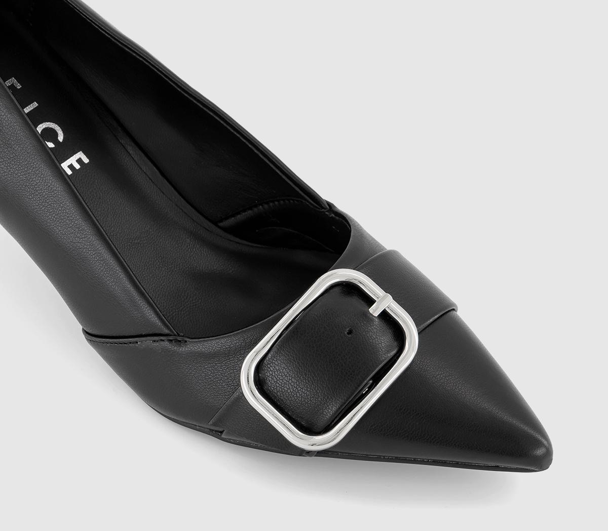 OFFICEMargarita Buckle Detail Kitten Heel CourtsBlack