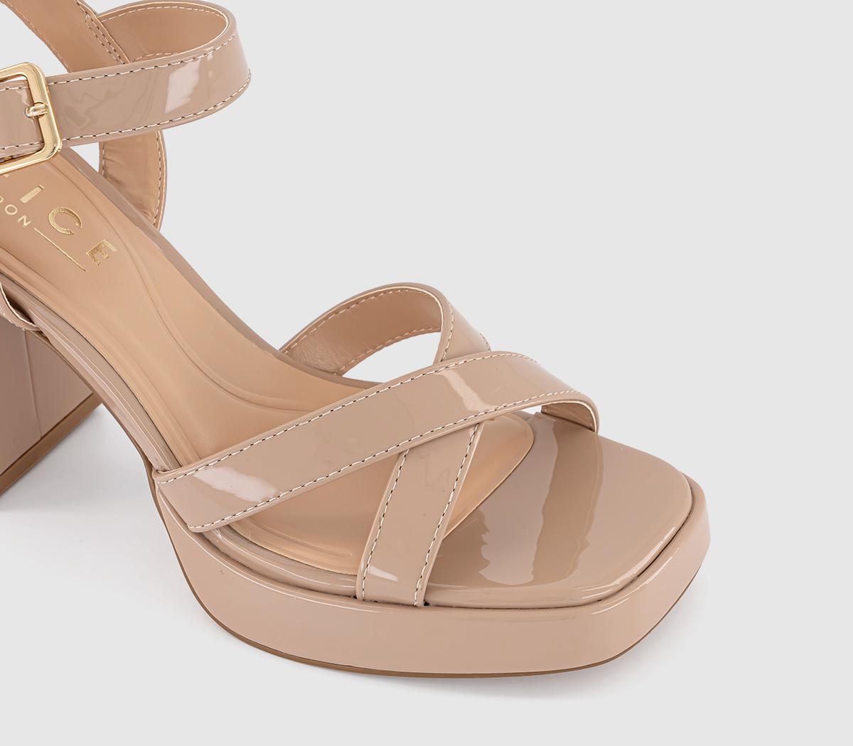OFFICEHarper Cross Strap Platform SandalsBeige Patent