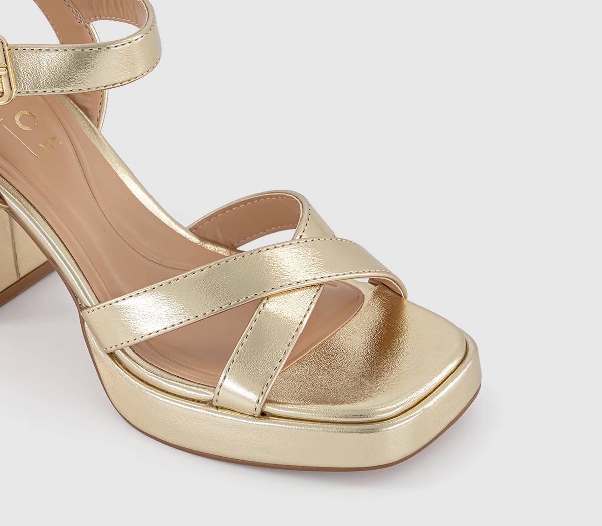 OFFICE Harper Cross Strap Platform Sandals Gold - High Heels