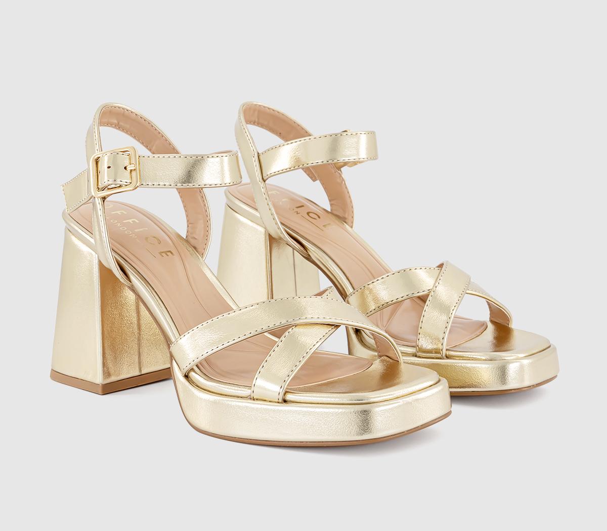 OFFICEHarper Cross Strap Platform SandalsGold