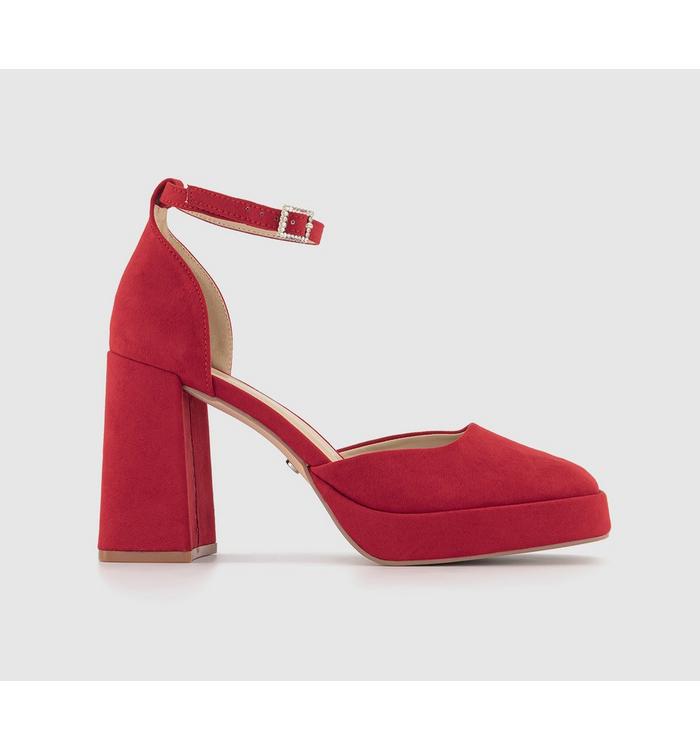 office heyday two part embellished buckle platforms red