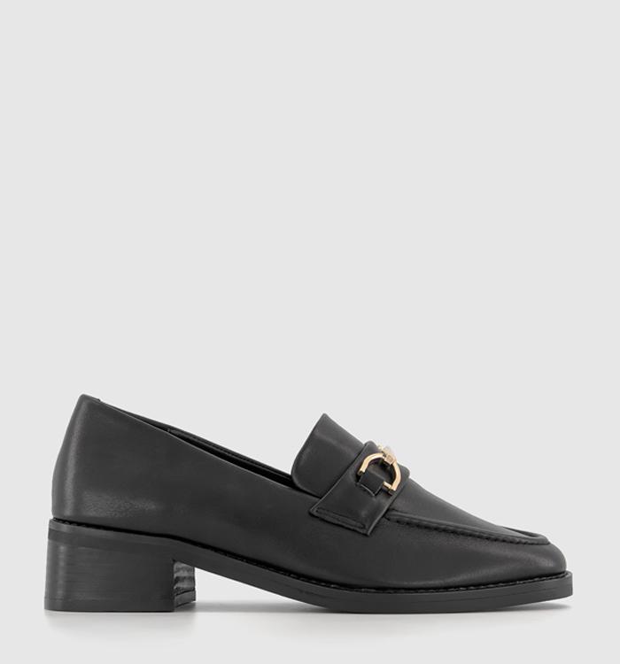 OFFICE Flair Patent Leather Heel Loafers Black Leather