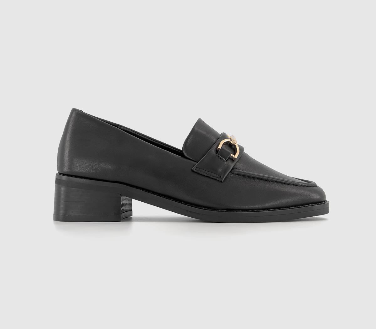 Flair Patent Leather Heel Loafers Black Leather