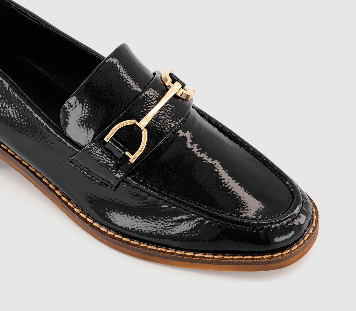 OFFICE Flair Patent Leather Heel Loafers Black Crinkle Patent - Flat ...